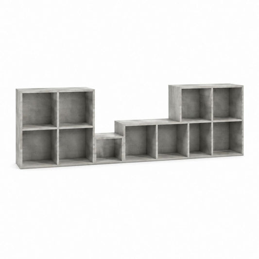 TV-Regal Betongrau Spanplatte Stufenform 180 x 30 x 90 cm