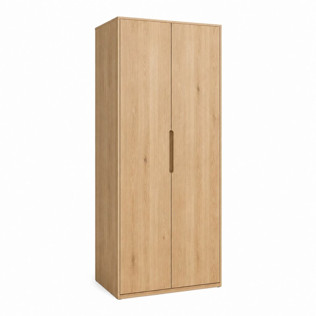 Kleiderschrank 2-türig Eiche Natur Spanplatte 100 x 60 x 200 cm