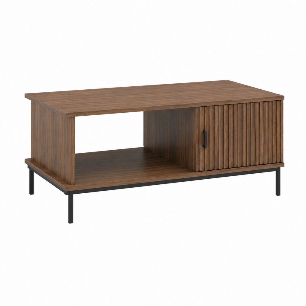 Couchtisch mit Stauraum Walnussbraun Spanplatte Stahl rechteckig 100 x 50 x 45 cm