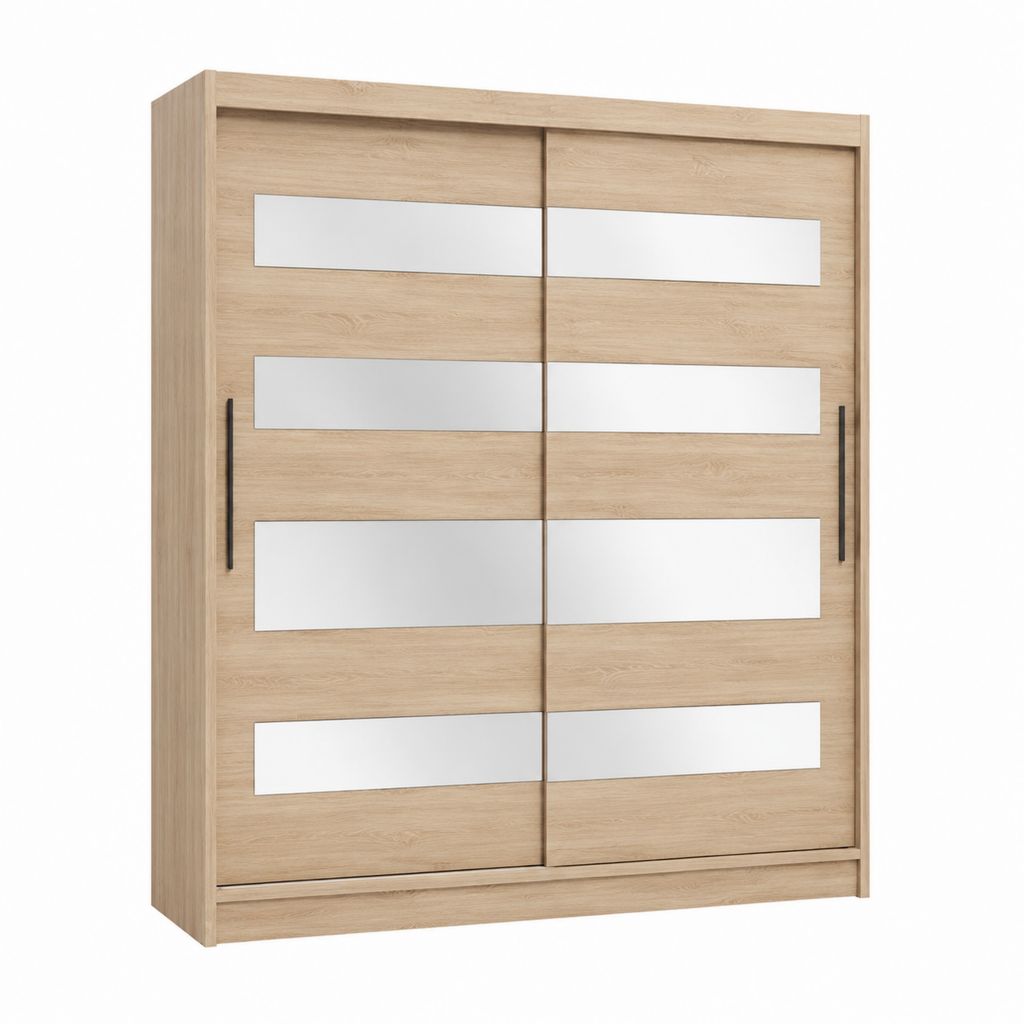 Schwebetürenschrank Eiche Sonoma Spanplatte mit Spiegeln 200 x 62 x 210 cm