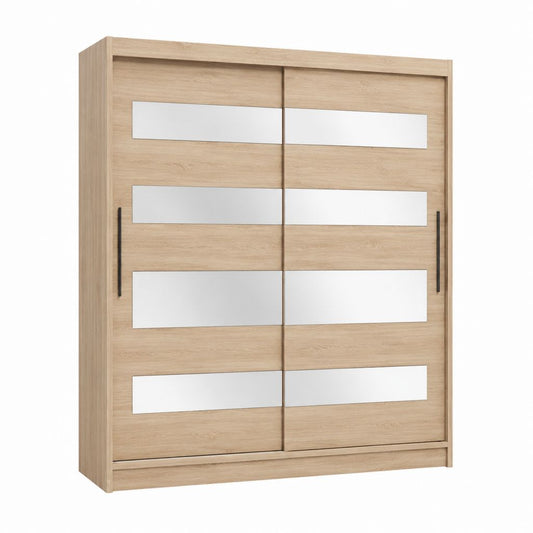 Schwebetürenschrank Eiche Sonoma Spanplatte mit Spiegeln 200 x 62 x 210 cm