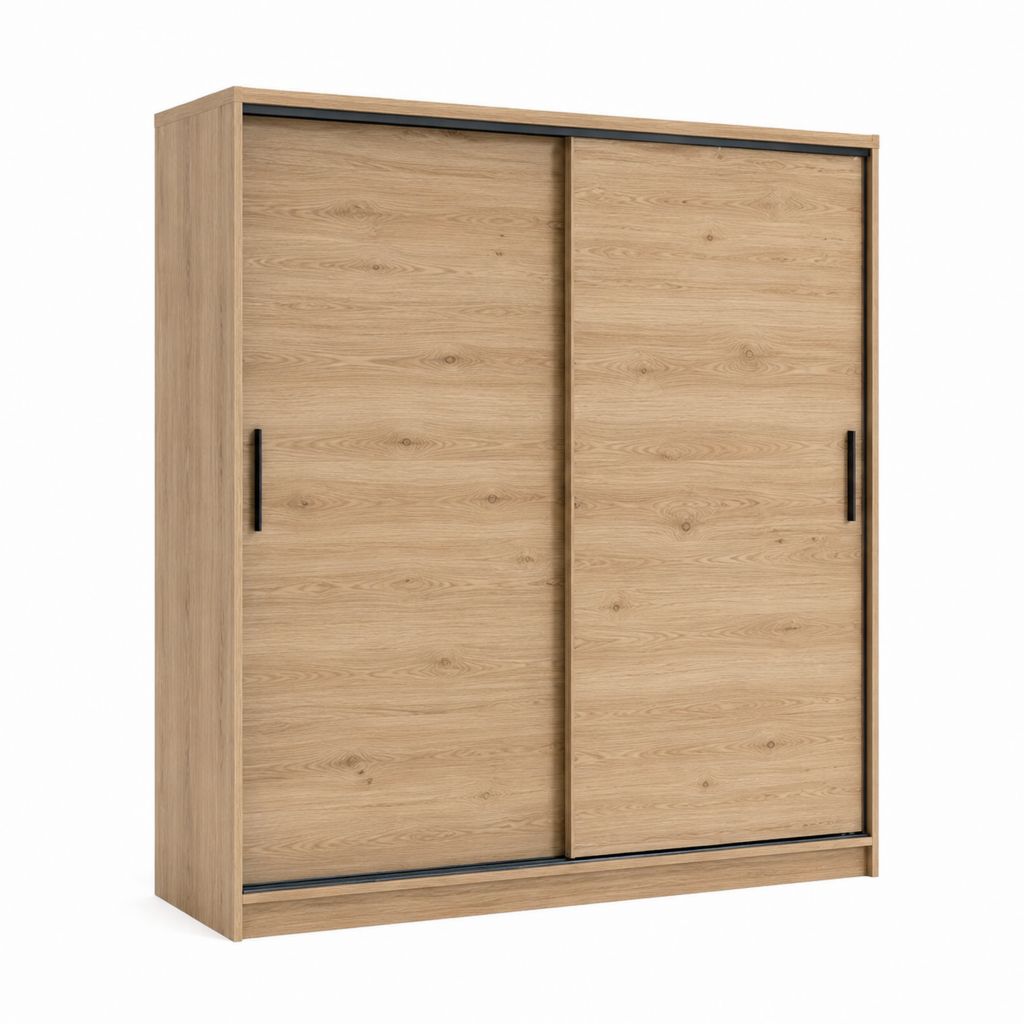 Schwebetürenschrank Eichefarben Spanplatte rechteckig 180 x 60 x 200 cm mit 2 Schiebetüren