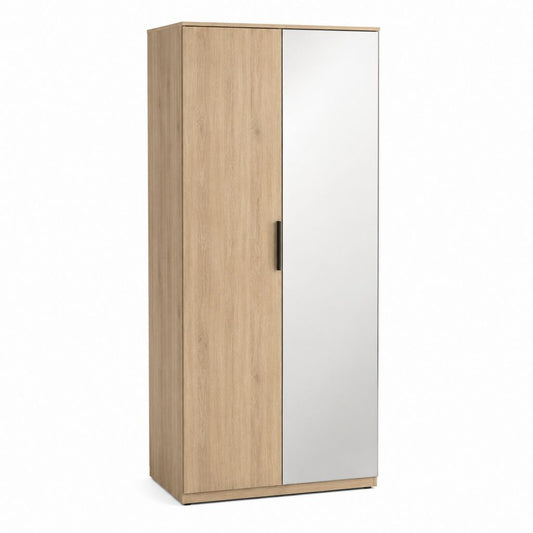 Kleiderschrank 2-türig Eiche Sonoma mit Spiegel Spanplatte rechteckig 90 x 52 x 190 cm